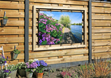 Floating canvas in visible wooden frame